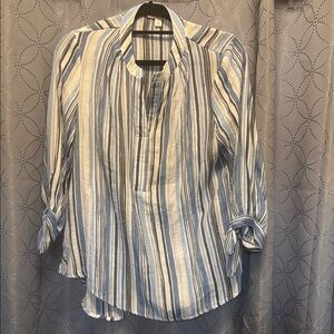 Elegant Blue and White Striped Women's Blouse